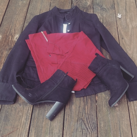 RELISTED Burgundy moto biker jegging with zipper - Picture 2 of 8